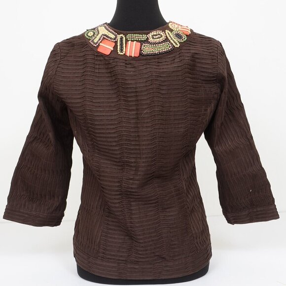 Chico Burundi Beat Bernita Tribal Beading Embroidery Jacket Size 0 (XS) Office - Picture 5 of 12